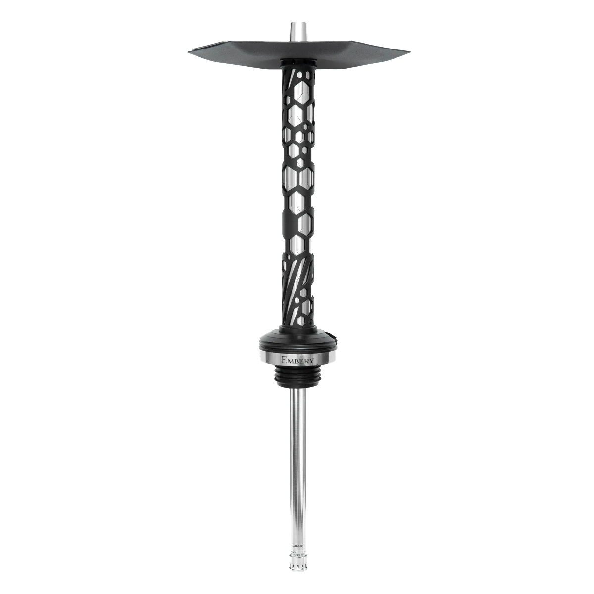 Embery Mono 4.0 Silver Black premium stainless steel hookah with diffuser downstem, full side view