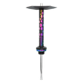 Embery Mono 4.0 Chameleon hookah stem with iridescent rainbow finish and hexagonal plate, top view