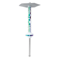 Embery Mono 4.0 Snow Chameleon hookah white stem with iridescent rainbow core and hexagonal plate, top view